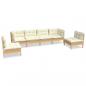 Preview: 6-tlg. Garten-Lounge-Set mit Creme Kissen Massivholz Kiefer