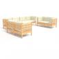 Preview: ARDEBO.de - 8-tlg. Garten-Lounge-Set mit Creme Kissen Massivholz Kiefer