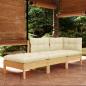 Preview: ARDEBO.de - 3-tlg. Garten-Lounge-Set mit Creme Kissen Massivholz Kiefer