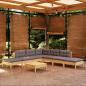 Preview: ARDEBO.de - 8-tlg. Garten-Lounge-Set mit Grauen Kissen Kiefernholz