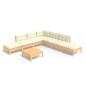 Preview: 8-tlg. Garten-Lounge-Set mit Creme Kissen Kiefernholz