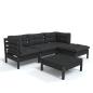 Preview: 5-tlg. Garten-Lounge-Set mit Kissen Schwarz Kiefernholz