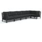Preview: 6-tlg. Garten-Lounge-Set mit Kissen Schwarz Kiefernholz