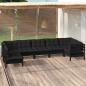 Preview: ARDEBO.de - 7-tlg. Garten-Lounge-Set mit Kissen Schwarz Kiefernholz