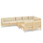 Preview: 9-tlg. Garten-Lounge-Set mit Creme Kissen Massivholz Kiefer