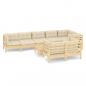 Preview: 9-tlg. Garten-Lounge-Set mit Creme Kissen Massivholz Kiefer