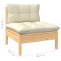 Preview: 6-tlg. Garten-Lounge-Set mit Creme Kissen Massivholz Kiefer
