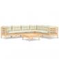 Preview: 7-tlg. Garten-Lounge-Set mit Creme Kissen Massivholz Kiefer