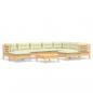 Preview: 10-tlg. Garten-Lounge-Set mit Creme Kissen Massivholz Kiefer