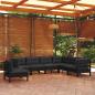 Preview: ARDEBO.de - 7-tlg. Garten-Lounge-Set mit Kissen Schwarz Kiefer Massivholz