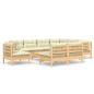 Preview: 10-tlg. Garten-Lounge-Set mit Creme Kissen Massivholz Kiefer