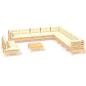 Preview: 12-tlg. Garten-Lounge-Set mit Creme Kissen Massivholz Kiefer