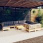 Preview: ARDEBO.de - 11-tlg. Garten-Lounge-Set mit Grauen Kissen Kiefernholz