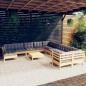 Preview: ARDEBO.de - 12-tlg. Garten-Lounge-Set mit Grauen Kissen Kiefernholz