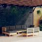 Preview: ARDEBO.de - 9-tlg. Garten-Lounge-Set mit Grauen Kissen Kiefernholz