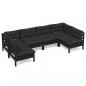 Preview: 6-tlg. Garten-Lounge-Set mit Kissen Schwarz Kiefer Massivholz