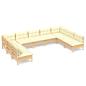 Preview: 9-tlg. Garten-Lounge-Set mit Creme Kissen Massivholz Kiefer