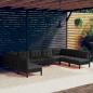 Preview: ARDEBO.de - 9-tlg. Garten-Lounge-Set mit Kissen Schwarz Massivholz Kiefer
