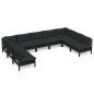 Preview: 9-tlg. Garten-Lounge-Set mit Kissen Schwarz Massivholz Kiefer