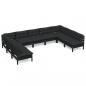 Preview: 9-tlg. Garten-Lounge-Set mit Kissen Schwarz Massivholz Kiefer