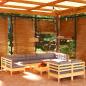 Preview: ARDEBO.de - 10-tlg. Garten-Lounge-Set mit Grauen Kissen Kiefer Massivholz
