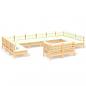 Preview: 12-tlg. Garten-Lounge-Set mit Creme Kissen Massivholz Kiefer