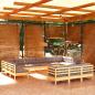 Preview: ARDEBO.de - 13-tlg. Garten-Lounge-Set mit Grauen Kissen Kiefernholz