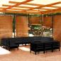 Preview: ARDEBO.de - 13-tlg. Garten-Lounge-Set mit Kissen Schwarz Kiefernholz