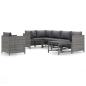 Preview: 7-tlg. Garten-Lounge-Set mit Kissen Poly Rattan Grau