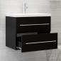 Preview: Waschbeckenunterschrank mit Einbaubecken Schwarz Holzwerkstoff