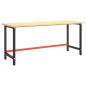 Preview: Werkbankgestell Mattschwarz und Mattrot 180x57x79 cm Metall