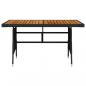 Preview: Gartentisch Schwarz 130x70x72cm Poly Rattan & Massivholz Akazie