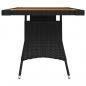 Preview: Gartentisch Schwarz 130x70x72cm Poly Rattan & Massivholz Akazie