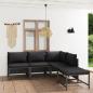 Preview: 5-tlg. Garten-Lounge-Set mit Kissen Poly Rattan Grau