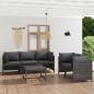 Preview: 6-tlg. Garten-Lounge-Set mit Kissen Poly Rattan Grau