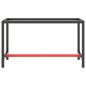 Preview: Werkbankgestell Mattschwarz und Mattrot 140x50x79 cm Metall