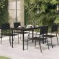Preview: ARDEBO.de - Garten-Esstisch Schwarz 140x70x74 cm Stahl und Glas