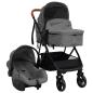 Preview: 3-in-1 Kinderwagen Hellgrau und Schwarz Stahl