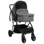 Preview: 3-in-1 Kinderwagen Hellgrau und Schwarz Stahl