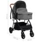 Preview: 3-in-1 Kinderwagen Hellgrau und Schwarz Stahl