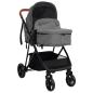 Preview: 2-in-1 Kinderwagen Hellgrau und Schwarz Stahl