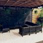 Preview: ARDEBO.de - 11-tlg. Garten-Lounge-Set mit Kissen Schwarz Kiefernholz