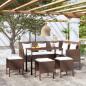 Preview: ARDEBO.de - 5-tlg. Sofagarnitur in L-Form mit Kissen Poly Rattan Braun