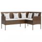 Preview: 5-tlg. Sofagarnitur in L-Form mit Kissen Poly Rattan Braun