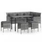 Preview: ARDEBO.de - 5-tlg. Sofagarnitur in L-Form mit Kissen Poly Rattan Grau