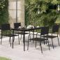 Preview: ARDEBO.de - Garten-Esstisch Schwarz 140x70x74 cm Stahl und Glas