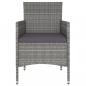 Preview: 3-tlg. Garten-Essgruppe Poly Rattan Grau
