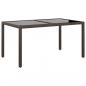 Preview: ARDEBO.de - Gartentisch 150x90x75 cm Hartglas und Poly Rattan Braun