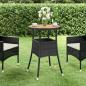 Preview: ARDEBO.de - Gartentisch Ø60x75 cm Akazienholz und Poly Rattan Schwarz