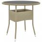 Preview: ARDEBO.de - Gartentisch Ø80x75 cm Hartglas und Poly Rattan Beige